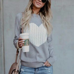 Heart sweater grey and white size XL
